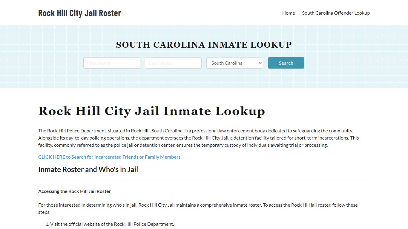 Rock Hill Police Department & City Jail, SC Inmate Roster, Arrests ...